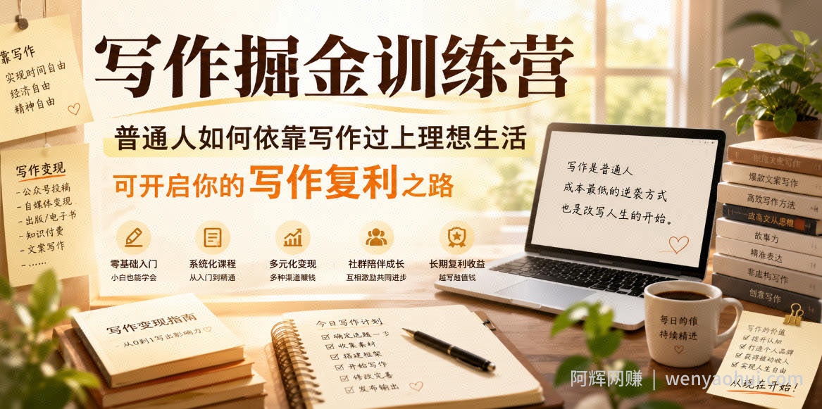 写作掘金训练营，普通人如何依靠写作过上理想生活，可开启你的写作复利之路（更新6月）