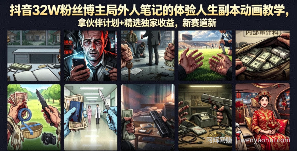 抖音32W粉丝博主局外人笔记的体验人生副本动画教学，拿伙伴计划+精选独家收益，新赛道新涨粉快【录制版】