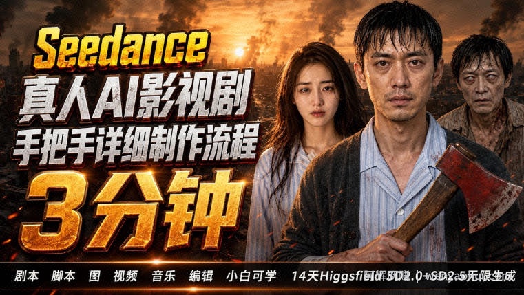3分钟真人AI影视剧怎么做?SD 2.0手把手完整制作流程|Higgsfield 14天SD 2.0/2.5无限生成
