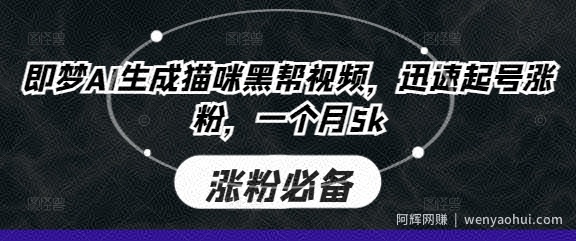 即梦AI生成猫咪黑帮视频，迅速起号涨粉，一个月5k