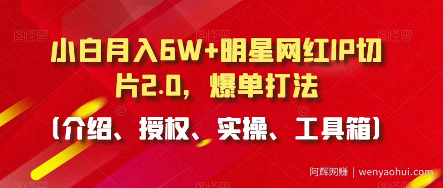 小白月入6W+明星网红IP切片2.0，爆单打法（介绍、授权、实操、工具箱）【揭秘】