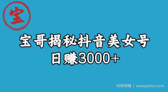 宝哥揭秘抖音美女号玩法，日赚3000+【揭秘】