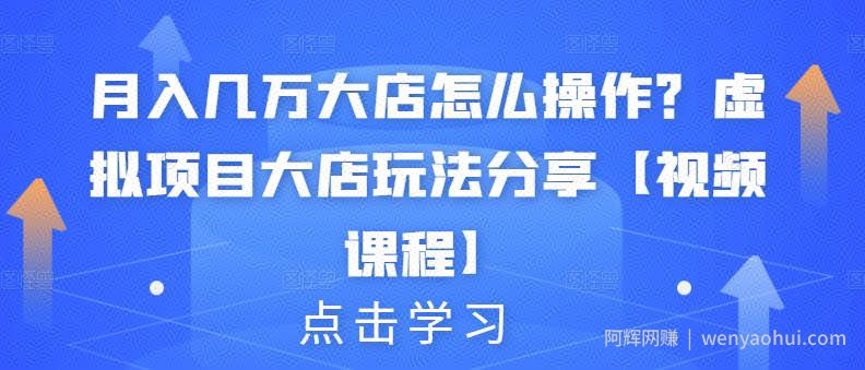 月入几万大店怎么操作?虚拟项目大店玩法分享【视频课程】