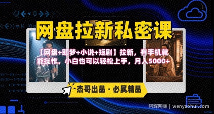 《网盘拉新私密课》第三期躺挣玩法，【网盘+即梦+小说+短剧】拉新，有手机就能操作，月入5k
