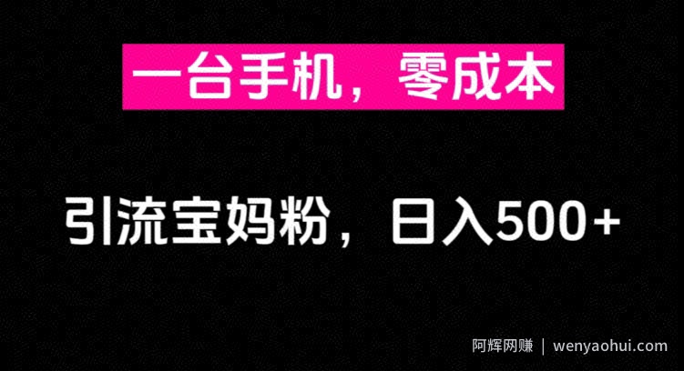 一台手机，零成本引流宝妈粉，日入500+