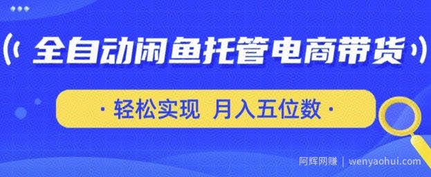 全自动闲鱼托管式电商带货,只需一部安卓手机和一个闲鱼号,轻松实现月入五位数【揭秘】