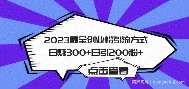 2023最全创业粉引流方式日赚300+日引粉200+【揭秘】