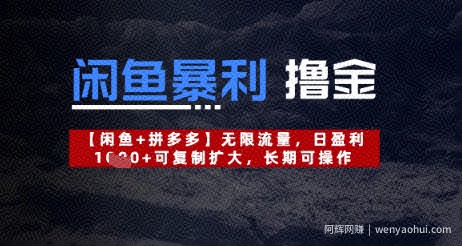 闲鱼暴利撸金无限流量，日盈利几张，可复制扩大，长期可操作