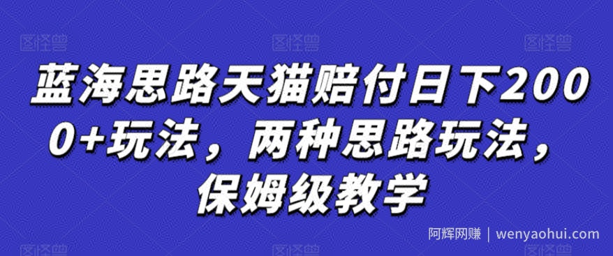 蓝海思路天猫赔付日下2000+玩法，两种思路玩法，保姆级教学【仅揭秘】