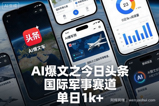 AI爆文之今日头条，国际军事赛道，单日1k+
