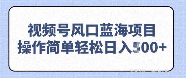 视频号风口蓝海项目，中老年人的流量密码，操作简单轻松日入多张