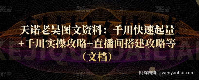 天诺老吴图文资料：千川快速起量+千川实操攻略+直播间搭建攻略等（文档）