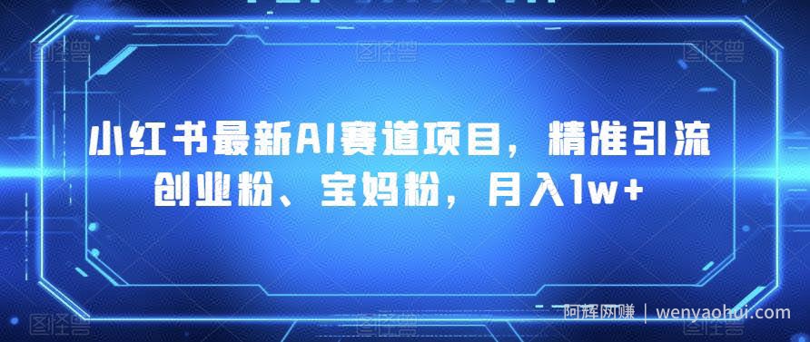 小红书最新AI赛道项目，精准引流创业粉、宝妈粉，月入1w+