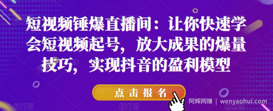 短视频锤爆直播间：让你快速学会短视频起号，放大成果的爆量技巧，实现抖音的盈利模型
