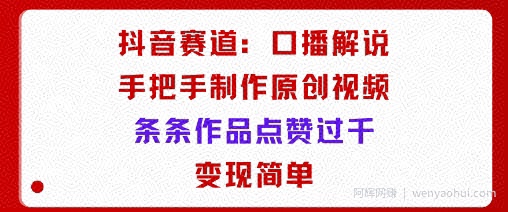 抖音赛道：口播解说，手把手教你制作原创视频，条条作品点赞过千，变现简单