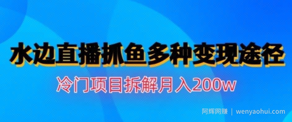 水边直播抓鱼，多种变现途径冷门项目，月入200w拆解【揭秘】