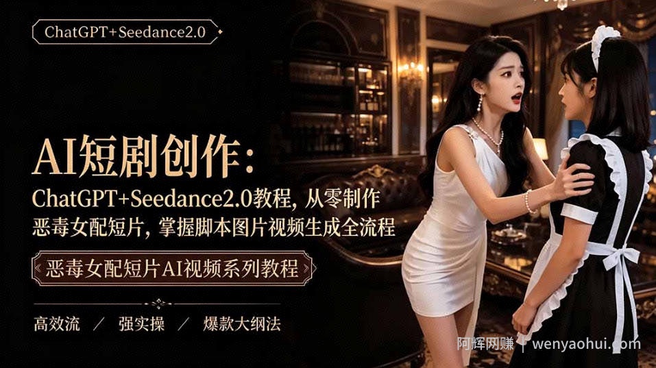 AI短剧从零创作实战课|ChatGPT脚本撰写+Seedance2.0视频生成,恶毒女配短剧全流程教程