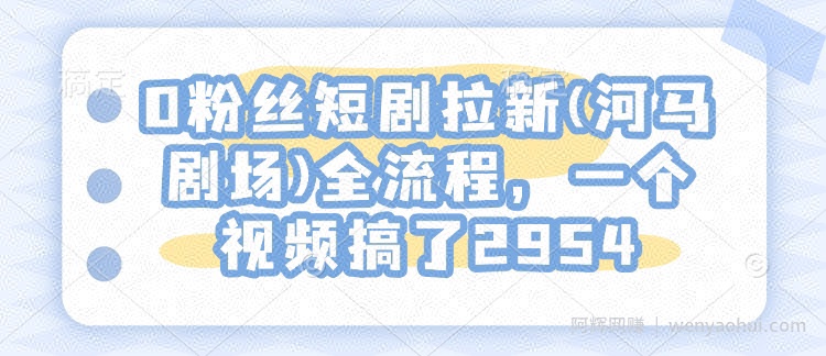 0粉丝短剧拉新(河马剧场)全流程，一个视频搞了2954