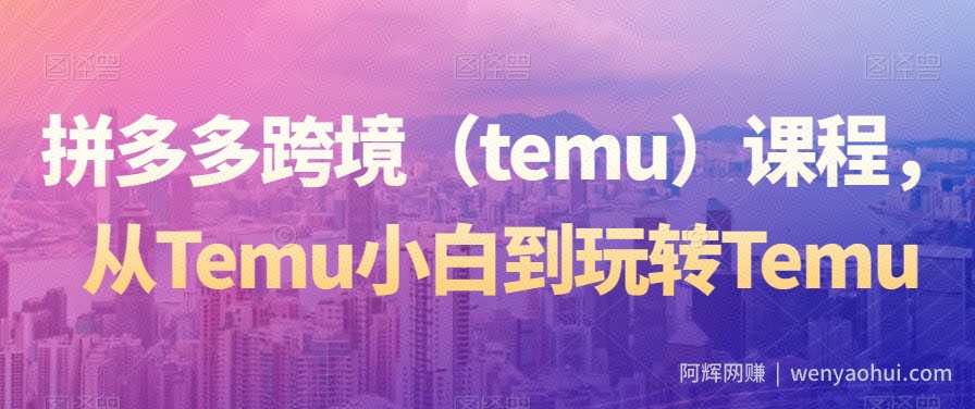 拼多多跨境（temu）课程，从Temu小白到玩转Temu