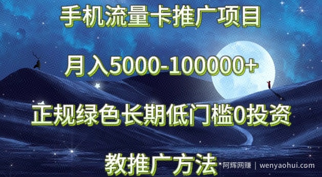 手机流量卡推广项目月入5000-100000+，正规绿色长期，低门槛0投入，教推广方法