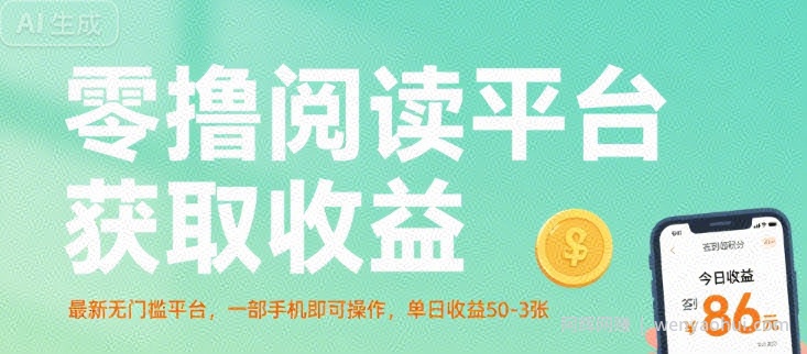 零撸阅读平台获取收益，最新无门槛平台，一部手机即可操作，单日收益50-3张【揭秘】