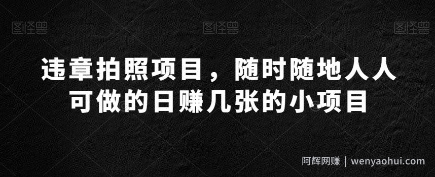 违章拍照项目，随时随地人人可做的日赚几张的小项目