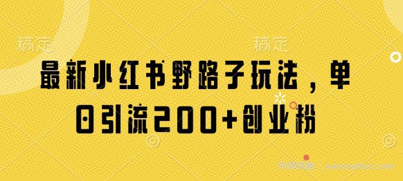 最新小红书野路子玩法，单日引流200+创业粉
