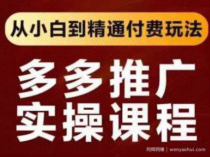 拼多多推广实操课程，从小白到精通付费玩法