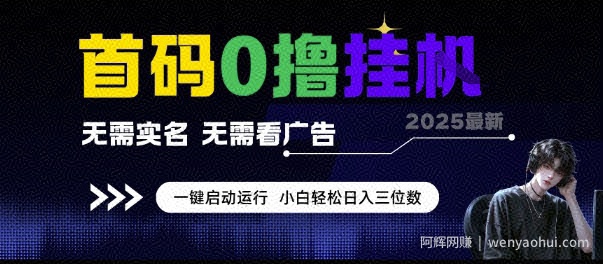 首码0撸挂G项目，无需实名无需看广告 一键启动运行，小白轻松日入三位数【揭秘】