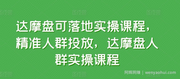 达摩盘可落地实操课程，精准人群投放，达摩盘人群实操课程