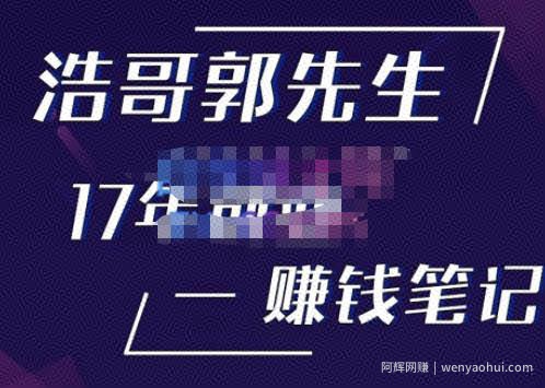 浩哥郭先生17年创业赚米笔记，打开你对很多东西的认知，让你知道原来賺米或创业不单单是发力就行