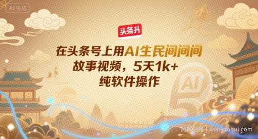 在头条号上用AI生民间故事视频，5天1k+，纯软件操作
