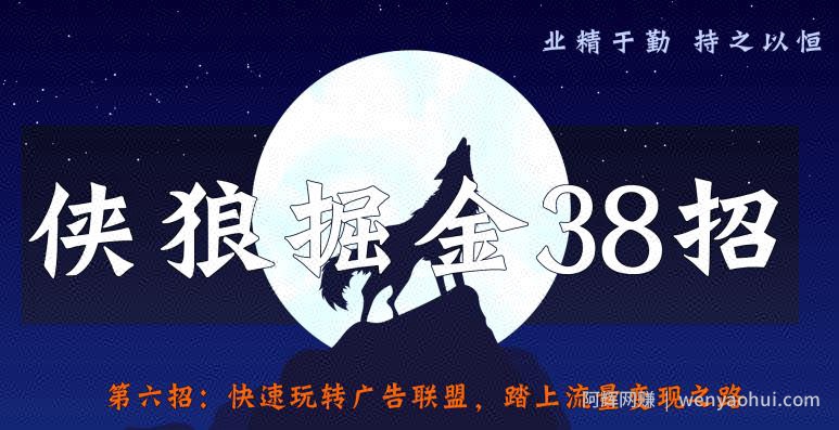 侠狼掘金38招第6招：快速玩转广告联盟，踏上流量变现之路【视频课程】