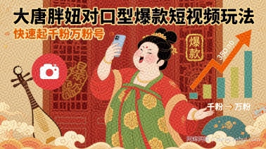 大唐胖妞对口型爆款短视频玩法，快速起千粉万粉号