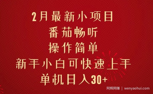 2月最新小项目,番茄畅听,操作简单,新手小白可快速上手,单机日入30+