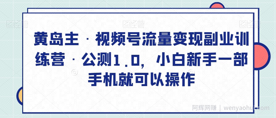 黄岛主·视频号流量变现副业训练营·公测1.0，小白新手一部手机就可以操作