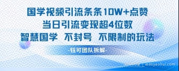 国学视频引流条条10W+点赞当日引流变现超4位数