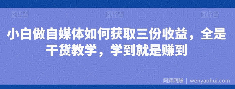 小白做自媒体如何获取三份收益，全是干货教学，学到就是赚到