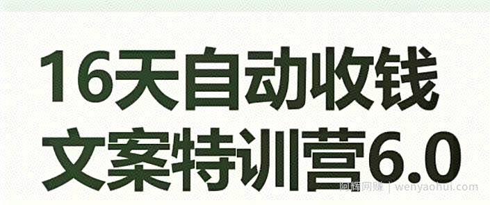 16天自动收钱文案特训营6.0，学会儿每天自动咔咔收钱