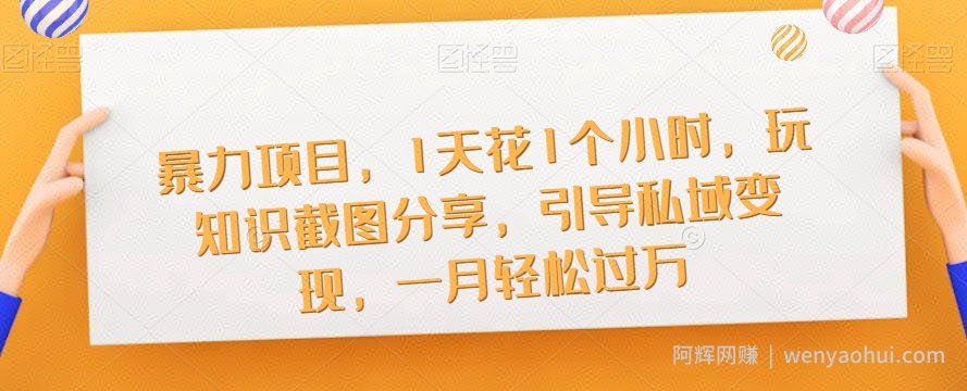 暴力项目,1天花1个小时,玩知识截图分享,引导私域变现,一月轻松过万【截图】