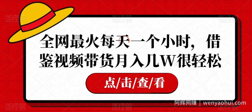 全网最火每天一个小时，借鉴视频带货月入几W很轻松【揭秘】