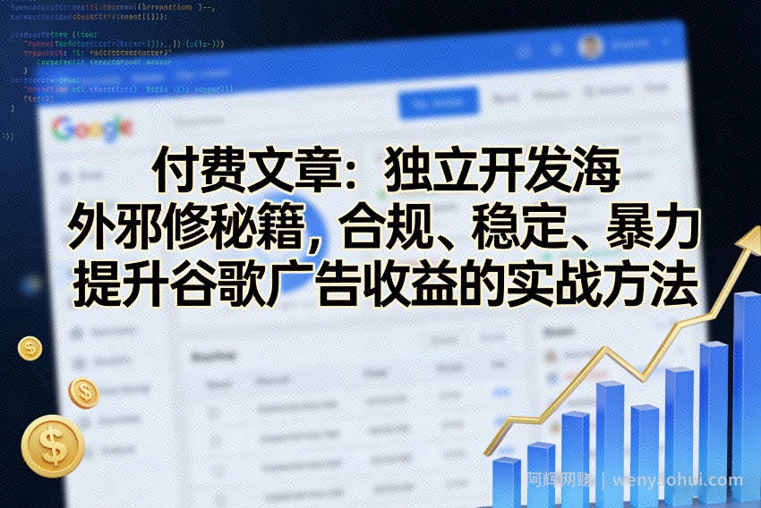 付费文章：独立开发海外邪修秘籍，合规、稳定、暴力提升谷歌广告收益的实战方法