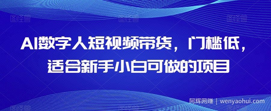 AI数字人短视频带货，门槛低，适合新手小白可做的项目