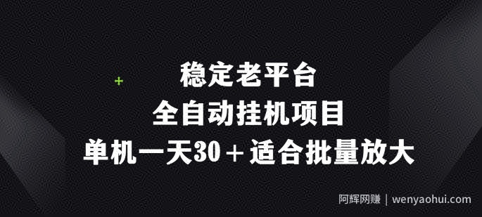 稳定老平台，全自动挂JI项目，单机一天30+适合批量放大