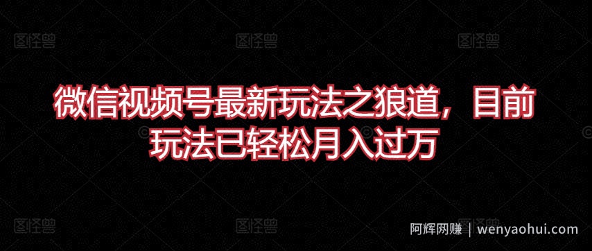 微信视频号最新玩法之狼道，目前玩法已轻松月入过万【揭秘】