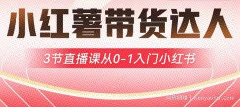 小红薯达人带货启航计划，3节直播课从0-1入门小红书