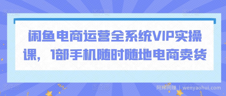 闲鱼电商运营全系统VIP实操课，1部手机随时随地电商卖货